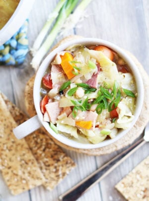 Ham And Cabbage Soup With Potatoes & Beans
